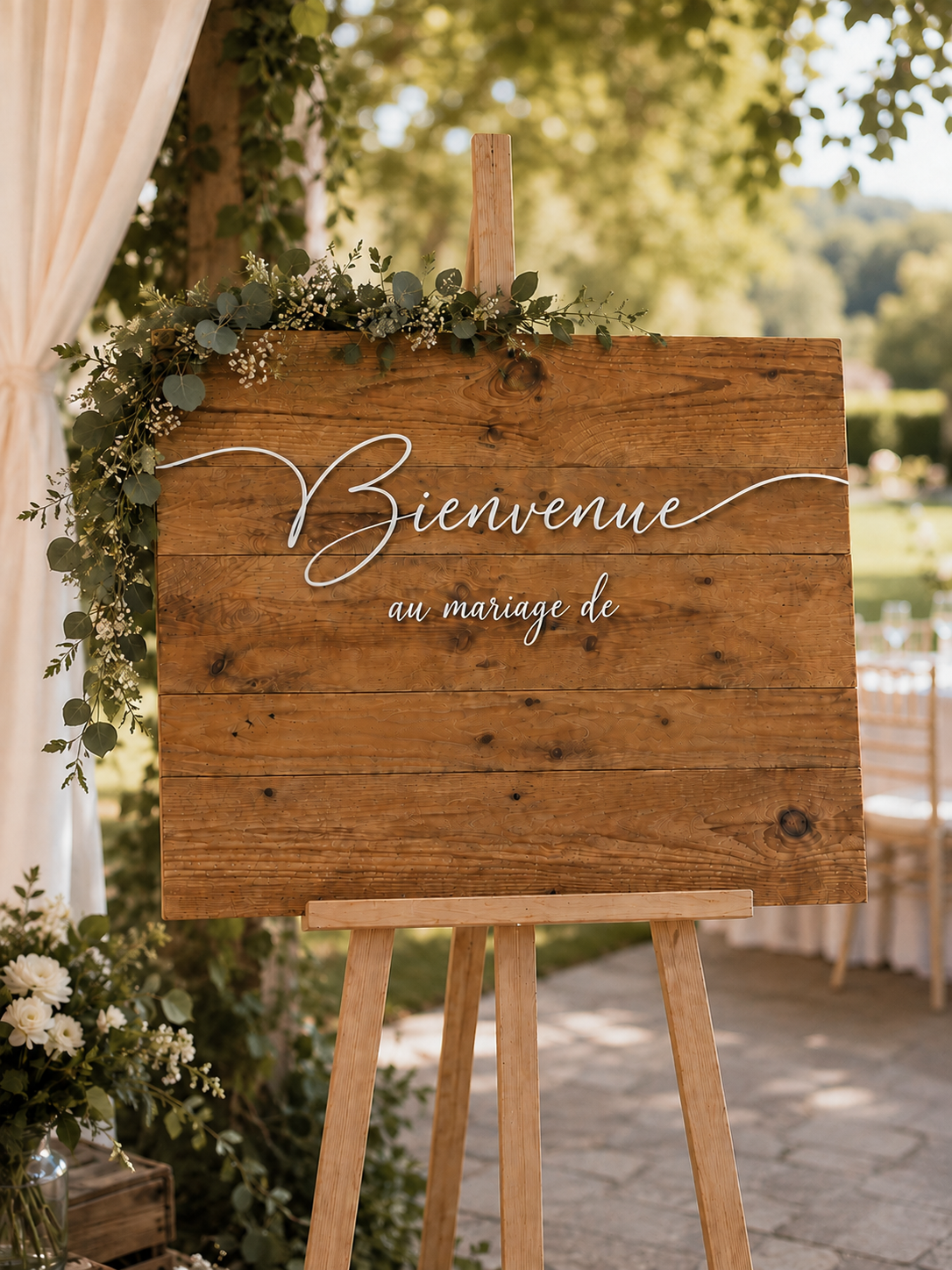 Panneau de bienvenue personnalisé pour un mariage